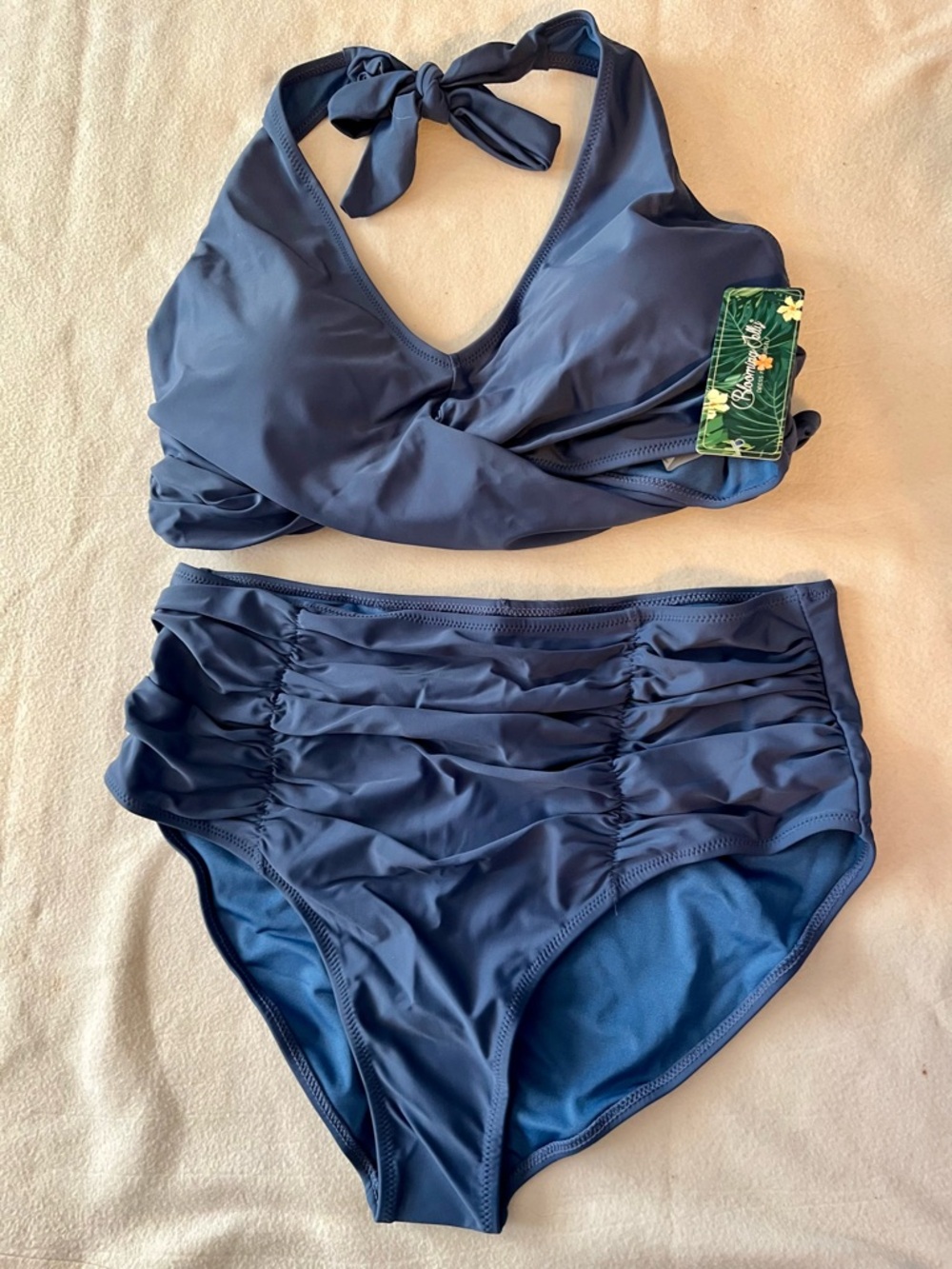 Women's Haze Blue Ruched side bikini